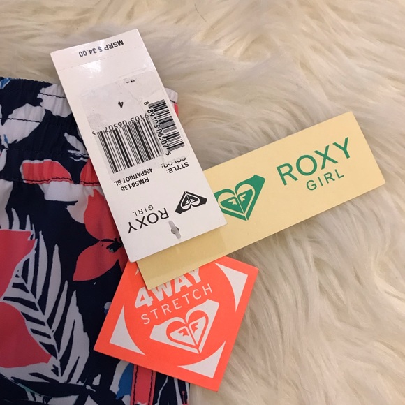 Girls ROXY Floral Swim Shorts 4 - Picture 2 of 5